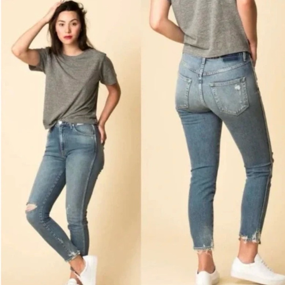 AMO High Rise Stix Crop Wild One Distressed Jeans Size 27